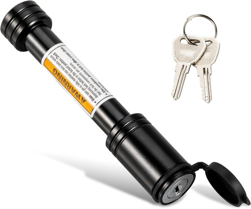 TOPSHINE Store قفل سحب المقطورة الأسود، قفل دبوس السحب بقطر 5/8 بوصة لقفل السحب المضاد للسرقة لمستقبل 2 بوصة - Image 1